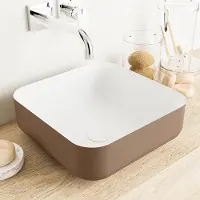 Mondiaz binx waskom solid surface 36 cm kleur rust /talc