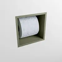 Mondiaz easy toiletrolhouder cube 160 solid surface 16x16 cm kleur army. Geschikt voor op en inbouw.