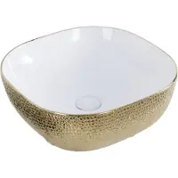Best design Waskom royal gold opbouw keramiek 42.5x14.5 cm messing goud