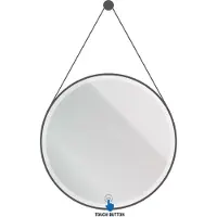 SaniGoods Luna ronde spiegel met verlichting en ophangband 60cm zwart mat