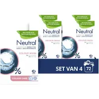 Neutral - Waspoeder - Parfumvrij Kleur - 4 verpakkingen - 72 wasbeurten - Voordeelverpakking