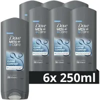 Dove Men - 3-in-1 Douchegel - Clean Comfort - 6 x 250 ml - Voordeelverpakking