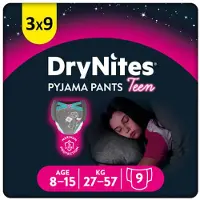 DryNites Huggies luierbroekjes - meisjes - 8 tot 13 jaar (30-48 kg) - 27 stuks - voordeelverpakking