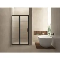 Wiesbaden Nisdeur Horizon met Vast Paneel 110x200 cm 8 mm NANO Mat Zwart