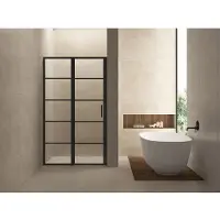 Wiesbaden Nisdeur Horizon met Vast Paneel 120x200 cm 8 mm NANO Mat Zwart