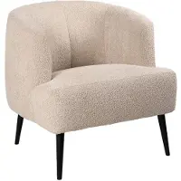 Livin24 Teddy bouclé fauteuil Nora beige