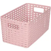 Forte Plastics PlasticForte Opbergmand - Kastmand - rotan kunststof - oud roze - 5 Liter - 15 x 28 x 13 cm - Opbergmanden