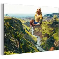 MuchoWow Wanddecoratie Metaal - Aluminium Schilderij Industrieel - Melkmeisje - Water - Kunst - 60x40 cm - Dibond - Foto op aluminium - Industriële muurdecoratie - Voor de woonkamer/slaapkamer