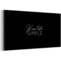 MuchoWow Wanddecoratie Metaal - Aluminium Schilderij Industrieel - Quotes - Simple - Goud - Zwart - 80x40 cm - Dibond - Foto op aluminium - Industriële muurdecoratie - Voor de woonkamer/slaapkamer