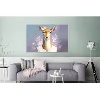 MuchoWow Wanddecoratie Metaal - Aluminium Schilderij Industrieel - Hert - Bloemen - Verf - Portret - Dieren - 180x120 cm - Dibond - Foto op aluminium - Industriële muurdecoratie - Voor de woonkamer/slaapkamer