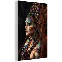 MuchoWow Wanddecoratie Metaal - Aluminium Schilderij Industrieel - Vrouw - Kralen - Verf - 40x60 cm - Dibond - Foto op aluminium - Industriële muurdecoratie - Voor de woonkamer/slaapkamer