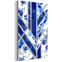 MuchoWow Wanddecoratie Metaal - Aluminium Schilderij Industrieel - Delfts blauw - Design - Luxe - 60x90 cm - Dibond - Foto op aluminium - Industriële muurdecoratie - Voor de woonkamer/slaapkamer