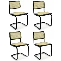 Workliving Set van 4 Eetkamerstoel Rotan Design Zwart Bas