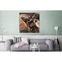 MuchoWow Wanddecoratie Metaal - Aluminium Schilderij Industrieel - Acrylverf - Rood - Patronen - 90x90 cm - Dibond - Foto op aluminium - Industriële muurdecoratie - Voor de woonkamer/slaapkamer