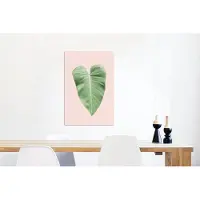 MuchoWow Wanddecoratie Metaal - Aluminium Schilderij Industrieel - Blad - Groen - Natuur - Roze - 60x90 cm - Dibond - Foto op aluminium - Industriële muurdecoratie - Voor de woonkamer/slaapkamer