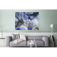 MuchoWow Wanddecoratie Metaal - Aluminium Schilderij Industrieel - Marmer - Goud - Abstract - Blauw - 160x120 cm - Dibond - Foto op aluminium - Industriële muurdecoratie - Voor de woonkamer/slaapkamer