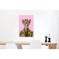 MuchoWow Wanddecoratie Metaal - Aluminium Schilderij Industrieel - Dieren - Giraffe - Bril - Bloemen - 60x90 cm - Dibond - Foto op aluminium - Industriële muurdecoratie - Voor de woonkamer/slaapkamer