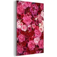 MuchoWow Wanddecoratie Metaal - Aluminium Schilderij Industrieel - Rozen - Roze - Rood - 120x180 cm - Dibond - Foto op aluminium - Industriële muurdecoratie - Voor de woonkamer/slaapkamer
