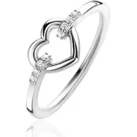 Zinzi zilveren ring open hart, bezet met witte zirconia's in band ZIR1755
