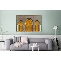 MuchoWow Wanddecoratie Metaal - Aluminium Schilderij Industrieel - Deuren - Architectuur - Goud - Patronen - 180x120 cm - Dibond - Foto op aluminium - Industriële muurdecoratie - Voor de woonkamer/slaapkamer