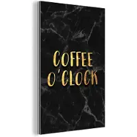 MuchoWow Wanddecoratie Metaal - Aluminium Schilderij Industrieel - Quote - Koffie - Goud - Marmer - 100x150 cm - Dibond - Foto op aluminium - Industriële muurdecoratie - Voor de woonkamer/slaapkamer