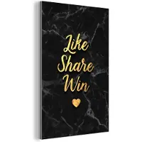 MuchoWow Wanddecoratie Metaal - Aluminium Schilderij Industrieel - Actie - Win - Goud - Marmer - 40x60 cm - Dibond - Foto op aluminium - Industriële muurdecoratie - Voor de woonkamer/slaapkamer