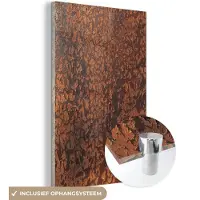 MuchoWow Glasschilderij 40x60 cm - Schilderij acrylglas - Roest - Bruin - Oranje - Metaal - Patroon - Structuur - Foto op glas - Schilderijen