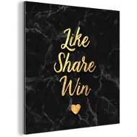 MuchoWow Wanddecoratie Metaal - Aluminium Schilderij Industrieel - Actie - Win - Goud - Marmer - 90x90 cm - Dibond - Foto op aluminium - Industriële muurdecoratie - Voor de woonkamer/slaapkamer