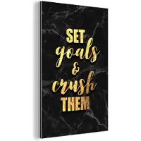 MuchoWow Wanddecoratie Metaal - Aluminium Schilderij Industrieel - Quote - Motivatie - Marmer - Goud - 20x30 cm - Dibond - Foto op aluminium - Industriële muurdecoratie - Voor de woonkamer/slaapkamer