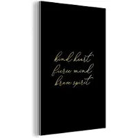 MuchoWow Wanddecoratie Metaal - Aluminium Schilderij Industrieel - Quote - Heart - Black and gold - 80x120 cm - Dibond - Foto op aluminium - Industriële muurdecoratie - Voor de woonkamer/slaapkamer
