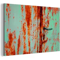 MuchoWow Wanddecoratie Metaal - Aluminium Schilderij Industrieel - Roest - IJzer - Industrieel - 90x60 cm - Dibond - Foto op aluminium - Industriële muurdecoratie - Voor de woonkamer/slaapkamer