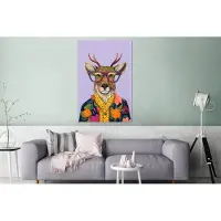 MuchoWow Wanddecoratie Metaal - Aluminium Schilderij Industrieel - Hert - Dieren - Bloemen - Bril - Hippie - 120x180 cm - Dibond - Foto op aluminium - Industriële muurdecoratie - Voor de woonkamer/slaapkamer