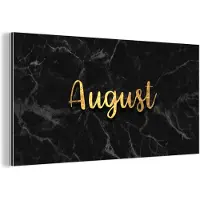 MuchoWow Wanddecoratie Metaal - Aluminium Schilderij Industrieel - Kalender - Augustus - Goud - Marmer - 120x60 cm - Dibond - Foto op aluminium - Industriële muurdecoratie - Voor de woonkamer/slaapkamer