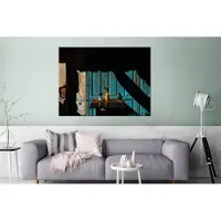 MuchoWow Wanddecoratie Metaal - Aluminium Schilderij Industrieel - Deur - Blauw - Architectuur - Vaas - 160x120 cm - Dibond - Foto op aluminium - Industriële muurdecoratie - Voor de woonkamer/slaapkamer