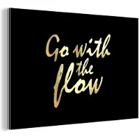 MuchoWow Wanddecoratie Metaal - Aluminium Schilderij Industrieel - Quotes - Relax - Goud - Zwart - 180x120 cm - Dibond - Foto op aluminium - Industriële muurdecoratie - Voor de woonkamer/slaapkamer
