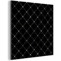 MuchoWow Wanddecoratie Metaal - Aluminium Schilderij Industrieel - Stippen - Goud - Zwart - 20x20 cm - Dibond - Foto op aluminium - Industriële muurdecoratie - Voor de woonkamer/slaapkamer