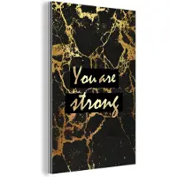 MuchoWow Wanddecoratie Metaal - Aluminium Schilderij Industrieel - Quote - Motivatie - Goud - Marmer - 80x120 cm - Dibond - Foto op aluminium - Industriële muurdecoratie - Voor de woonkamer/slaapkamer