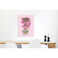 MuchoWow Wanddecoratie Metaal - Aluminium Schilderij Industrieel - Bloemen - Vaas - Roze - Planten - 60x80 cm - Dibond - Foto op aluminium - Industriële muurdecoratie - Voor de woonkamer/slaapkamer