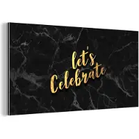 MuchoWow Wanddecoratie Metaal - Aluminium Schilderij Industrieel - Quote - Feest - Goud - Marmer - 120x60 cm - Dibond - Foto op aluminium - Industriële muurdecoratie - Voor de woonkamer/slaapkamer