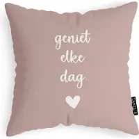 Label2X Kussen geniet elke dag roze