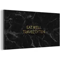 MuchoWow Wanddecoratie Metaal - Aluminium Schilderij Industrieel - Quotes - Eten - Reizen - Goud - 40x20 cm - Dibond - Foto op aluminium - Industriële muurdecoratie - Voor de woonkamer/slaapkamer