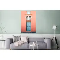MuchoWow Wanddecoratie Metaal - Aluminium Schilderij Industrieel - Deur - Blauw - Architectuur - Rood - 120x180 cm - Dibond - Foto op aluminium - Industriële muurdecoratie - Voor de woonkamer/slaapkamer