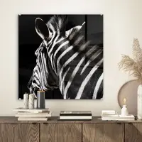 MuchoWow Glasschilderij 50x50 cm - Schilderij acrylglas - Zebra - Wilde dieren - Patronen - Foto op glas - Schilderijen