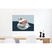 MuchoWow Wanddecoratie Metaal - Aluminium Schilderij Industrieel - Vrouw - Koffie - Vintage - 80x60 cm - Dibond - Foto op aluminium - Industriële muurdecoratie - Voor de woonkamer/slaapkamer
