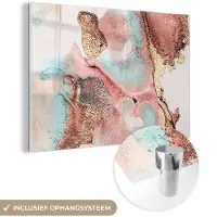 MuchoWow Glasschilderij 30x20 cm - Schilderij acrylglas - Inkt - Pastel - Abstract - Foto op glas - Schilderijen