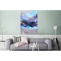 MuchoWow Wanddecoratie Metaal - Aluminium Schilderij Industrieel - Blauw - Grijs - Kunst - Abstract - Verf - 120x160 cm - Dibond - Foto op aluminium - Industriële muurdecoratie - Voor de woonkamer/slaapkamer