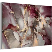 MuchoWow Wanddecoratie Metaal - Aluminium Schilderij Industrieel - Goud - Marmer - Paars - 30x20 cm - Dibond - Foto op aluminium - Industriële muurdecoratie - Voor de woonkamer/slaapkamer