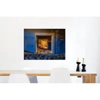 MuchoWow Wanddecoratie Metaal - Aluminium Schilderij Industrieel - Zand - Blauw - Deur - Architectuur - 80x60 cm - Dibond - Foto op aluminium - Industriële muurdecoratie - Voor de woonkamer/slaapkamer