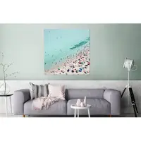 MuchoWow Wanddecoratie Metaal - Aluminium Schilderij Industrieel - Zee - Strand - Parasols - Blauw - Zomer - 90x90 cm - Dibond - Foto op aluminium - Industriële muurdecoratie - Voor de woonkamer/slaapkamer