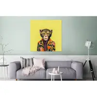 MuchoWow Wanddecoratie Metaal - Aluminium Schilderij Industrieel - Aap - Dieren - Bril - Design - Bloemen - 90x90 cm - Dibond - Foto op aluminium - Industriële muurdecoratie - Voor de woonkamer/slaapkamer